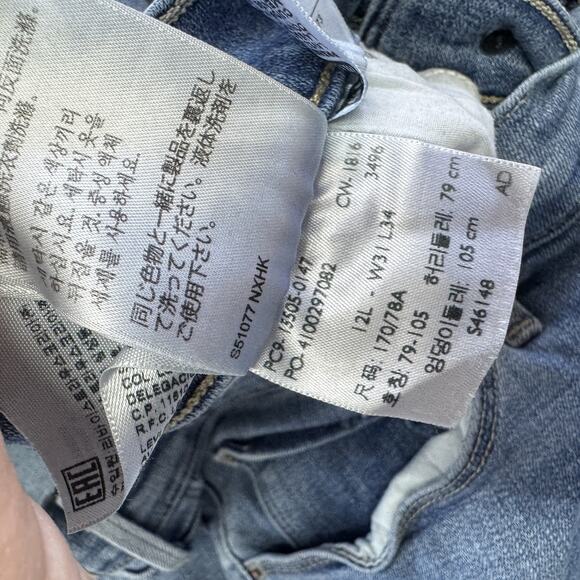 Levis Jeans Womens Size 12 Blue 505 Straight Leg Medium Wash Distressed Denim - Picture 7 of 12